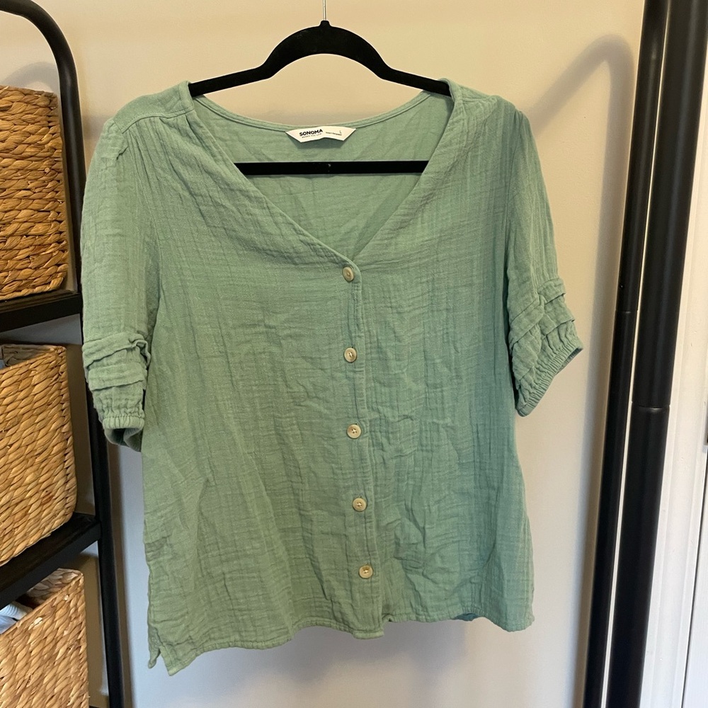 Teal muslin blouse - size L